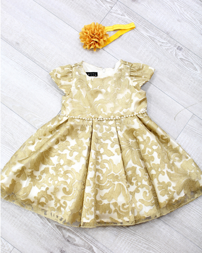 キッズ衣裳 ゴールド刺繍ドレス（2歳）